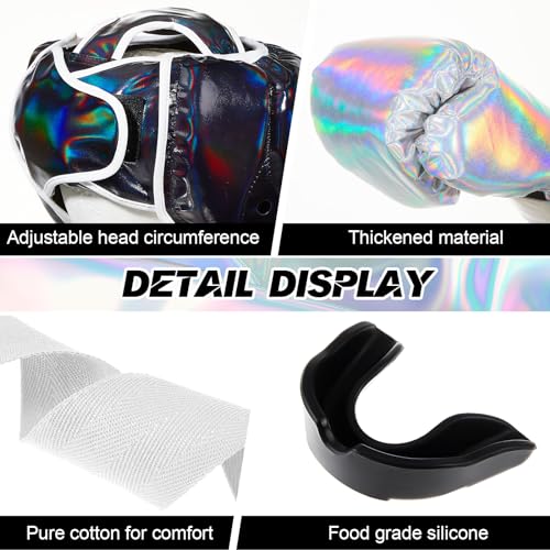 Image of Kanayu 14 Pcs Boxing Gloves and Headgear Set for Beginners Youth 16 Ounce Boxing Gloves Headgear Helmet Hand Wraps Mouth Guards Equipment for Beginners Training Equipment Gifts