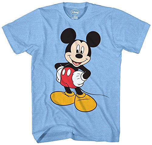 Disney Mickey Mouse Funny Graphic Tee Classic Vintage Disneyland World Mens Adult T-Shirt Apparel (X-Large, Heather Light Blue)