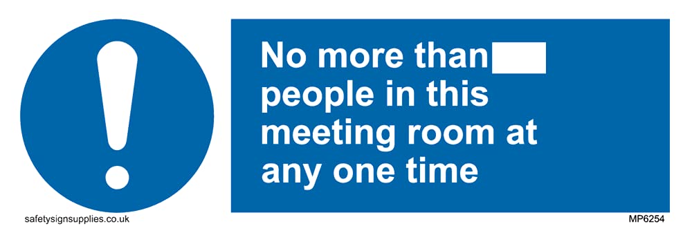 Pack of five - No more than xxx people in this meeting room at any one time Sign - 150x50mm - L15