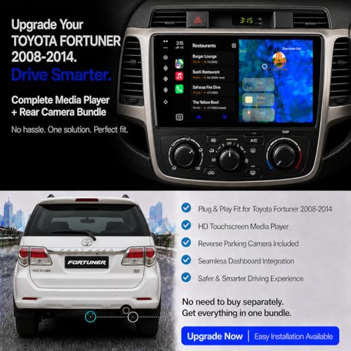 Image of Toyota Fortuner 2008-2014 Original QLED 9 inch Zlink Car Android Stereo | OS 13 | 4GB+32GB | Display Support Car Play & Android Auto | incl. AHD Camera & Frame Compatible with 1 Year Warranty