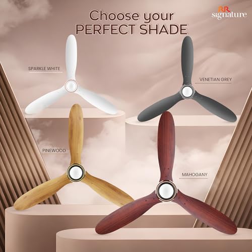 Image of RR Signature COMFYGLOW 1250mm BLDC Underlight Ceiling Fan with 100% Pure Copper Motor - 35W | 350 RPM High Speed | Remote Control & LED Light | 3 Light Modes | 3 Year Warranty - Sparkle White