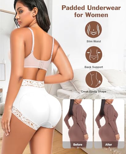 Image of Padded Underwear for Women Butt Pads Shapewear Shorts Booty Padding Lace Panties Butt Lifter Hip Enhancer
