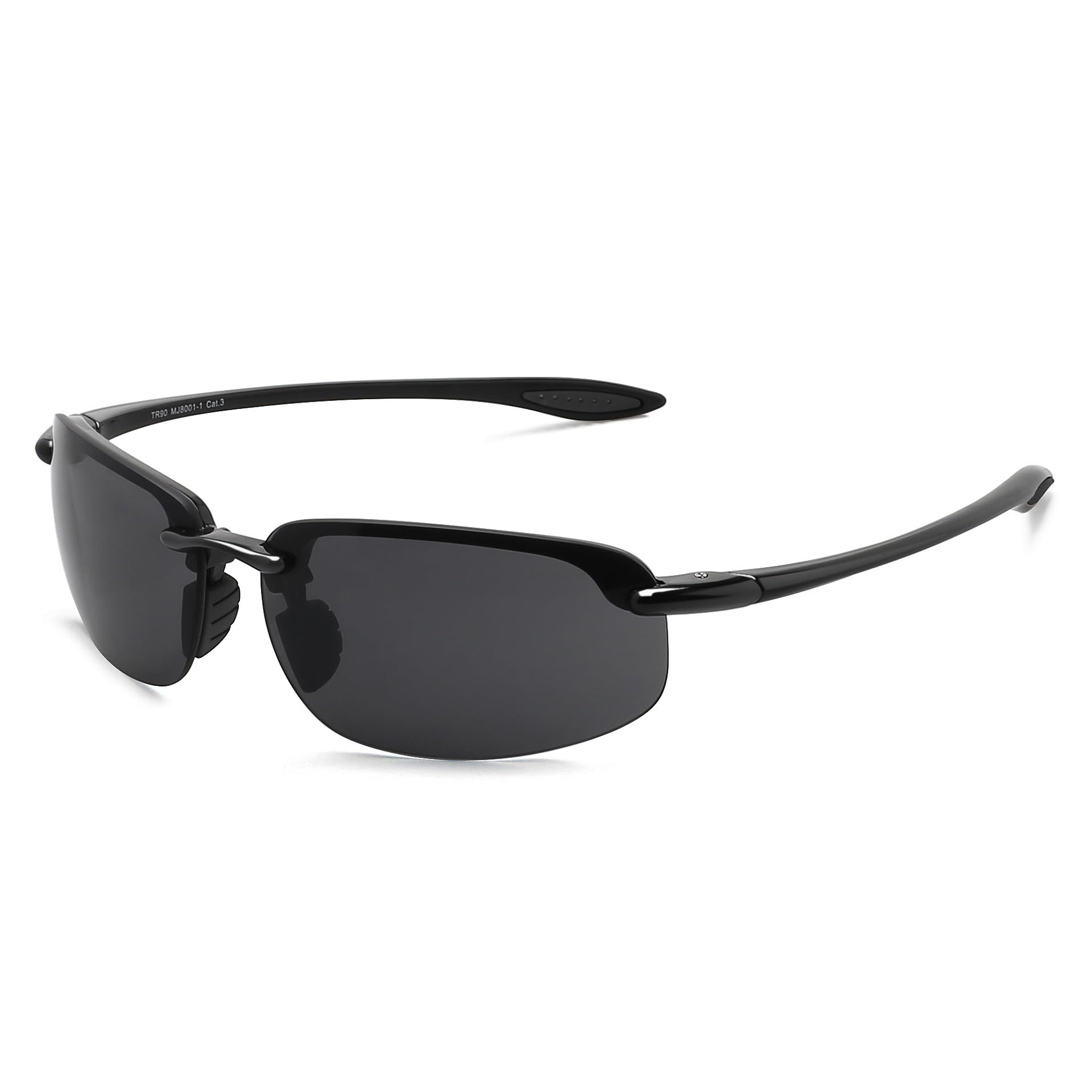 Photo 1 of JULI Sports Sunglasses for Men Women Tr90 Rimless Frame for Running Fishing Baseball Driving MJ8001(Black/Cat.3 Grey)