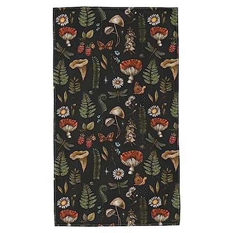 SUPLUCHOM Vintage Mushroom Leaf Hand Towel Cover