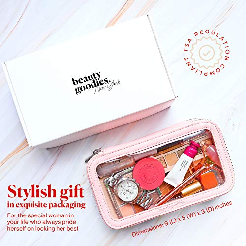 Makeup Bag with Brush Organizer - Dual-Side, Saffiano Leather Cosmetic Organizer with Clear TSA Compliant Compartments… - Image 7