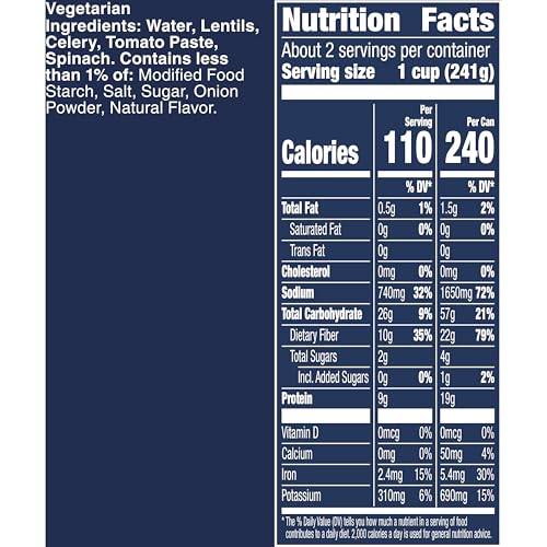 Image of Progresso Lentil Soup, Vegetable Classics Canned Soup, Gluten Free, 19 oz | Lentils, celery & spinach, Vegetarian, Half cup of vegetables per serving, Good source of fiber per serving