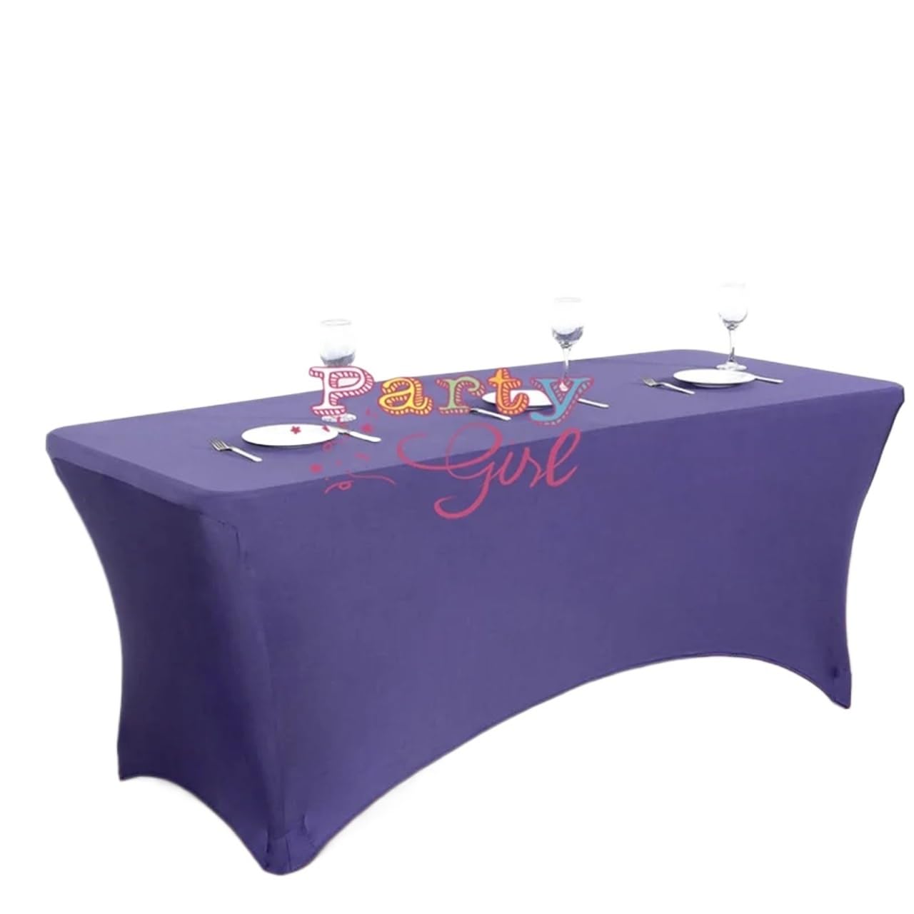 EKalgretrA Table Cloth Red Rectangle Fitted Stretch Spandex Table Cover Tablecloth Lycra Long Bar Cloth For Hotel Event(Purple,6ft-183x76x76cm)
