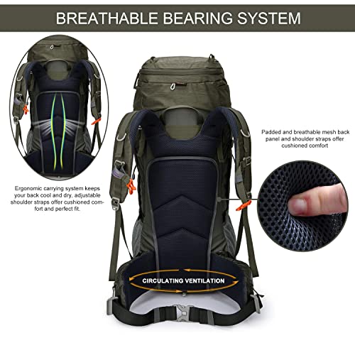 Mountaintop 55L Hiking Internal Frame Backpack Backpacking For Men With Rain Cover #TOP3
