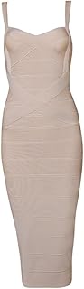 whoinshop Women's Rayon Strap Celebrity Midi Evening Party Bandage Dress