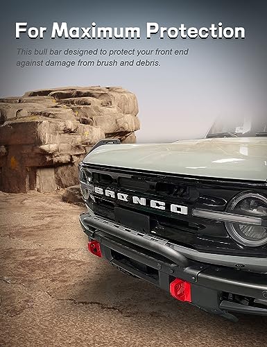 Image of Bronco Front Bull Bar (Not for Bronco Sport) | Matte Black Front Bumper Grill Grille Guard Compatible with Ford Bronco 2021-2023 2 /4 Doors with Modular Steel Bumper