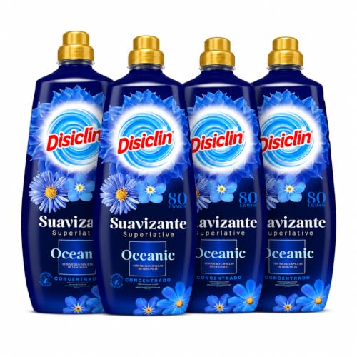 Suavizante Disclin Concentrado Oceanic 1,4L | Pack 4 Unidades | 320 Lavados | Aroma Duradero | Formato Ahorro 5,6L | RASMACOR