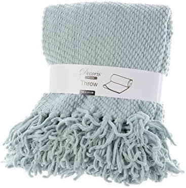 Decoris Pastel Mint Green Chenille Throw Blanket