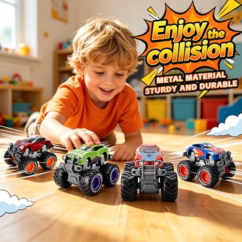 Iridety Movie Superhero 1:64 Scale Monster Trucks Toy Trucks,Metal Body,Giant Wheels, Favorite Characters and Cool Designs, Age 3, 4-8 and Above（Spider） — view 5
