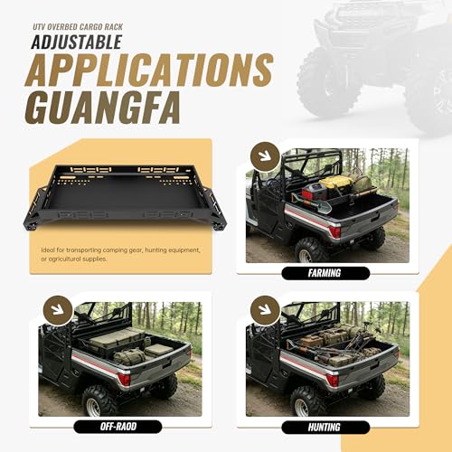 HECASA UTV Overbed Cargo Rack Adjustable Mounting Brackets Fits Bed Rail Widths 39.7"-56.3", 7" Raised Height for Extra Storage 160LBS Capacity for Farming Hunting by HECASA - Image 3
