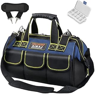 AIRAJ 15-Inch Tool Bag, Top Wide Mouth Waterproof Tool Bag, Adjustable Shoulder Strap, Suitable for Household and Maintenance Personnel Tote Tool Bags