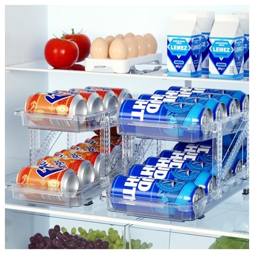 LAMU 2 Pack Width Expandable Soda Can Organizer Dispenser for Refrigerator 6.22''-9.37'' W for Standard and Tall Can, Drink Organizer for Fridge Beverage Pop Can Holder for Pantry, Clear