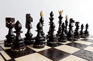 Master of Chess INDIAN 54cm Wooden Chess Set Beautifuly Crafted Large INLAID Chess Board and Chessmen (Classic Style)