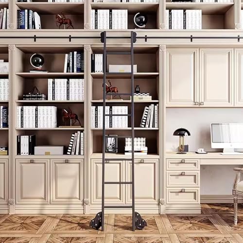 Kit rail coulissant échelle pour grande bibliothèque de salon et mezzanine modulable - 2