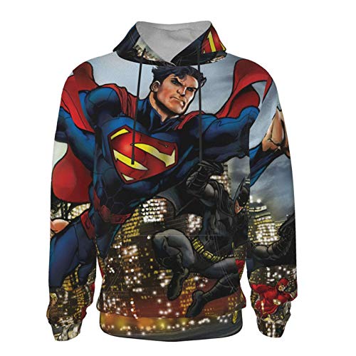 S-uperman Superhero Teen Hooded Sweate Hoodies 3D Print Pullover Hoodies Comfortable Pullovers Jacket for Boys Girls - 18-20 Years Black
