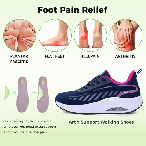 Image of RomenSi Women Arch Support Walking Shoes Plantar Fasciitis Sneakers Orthotic Tennis Shoes for Gym Workout All Day US 6-11
