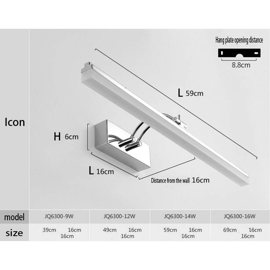 Lampy Lustrzane Kąpielowe Podświetlenie Led Energy-Saving Lureflektor Led Łazienka Lululampa Makijaż Światła Prosta Nowoczesna Anti-Fog Light Light Wall Lighting/White/39Cm/9W
