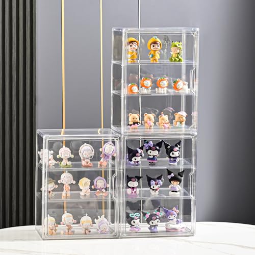 3 Tier Display Case for Collectibles,Clear Display Box with 2 Movable Plates ,Storage Container with Magnetic Door (Large 1 Pack) - Thumbnail 7