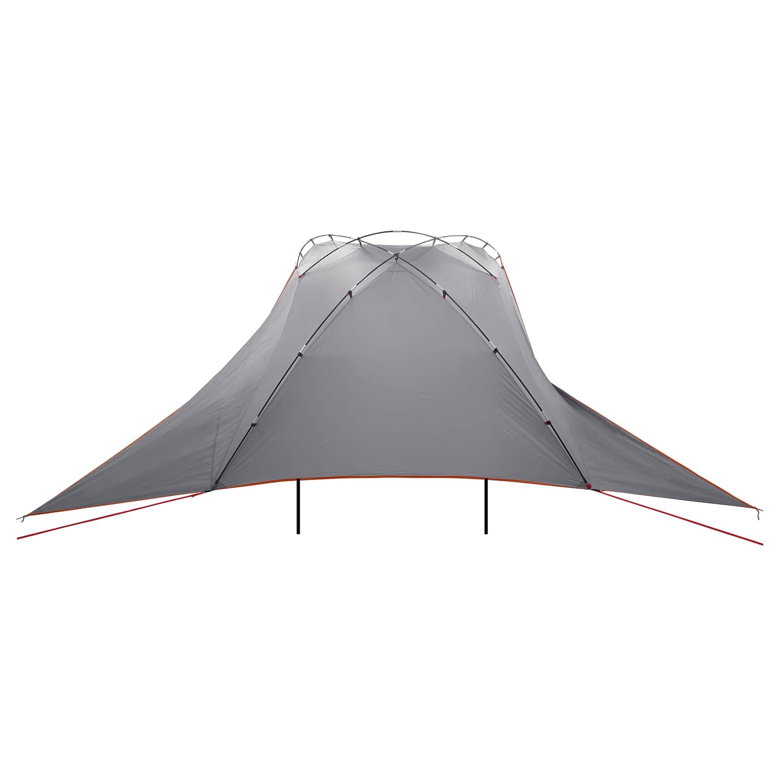 Tente de voiture gris orange 350 x 250 cm polyester acier avec toit en toile fermeture éclair pliable pour housse de voiture extérieur camping protection contre la pluie