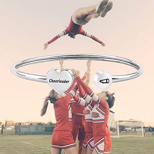 Cheer Necklace Cheerleader Megaphone Pendant Necklace Cheerleading Gifts (Open Cuff)