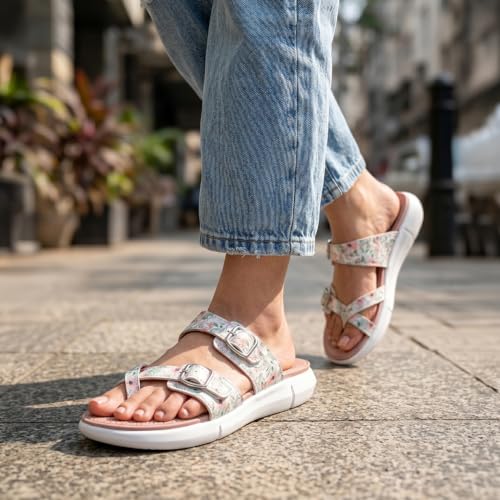 Image of KazarMax Women Magnolia Lightweight Double Strap | Cushioned | Bounce Back | Comfortable Flat Sandals