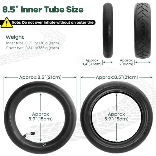 Xisair 8.5 Inch Outer Tire and Inner Tubes for Electric Scooter Double Thicken Inflatable Inner Tubes Slip-resistant and Shock-absorbing Outer Tyres 8 2/1 x 2 Front/Rear Replacement Rubber Tires - Image 4