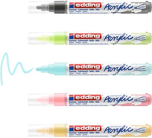 edding 5100 acrylic marker medium - blue - 1 waterproof acrylic paint marker - round nib 2-3mm - acrylic paint pen for drawing on canvas, art paper and wood - acrylic markers for pebbles