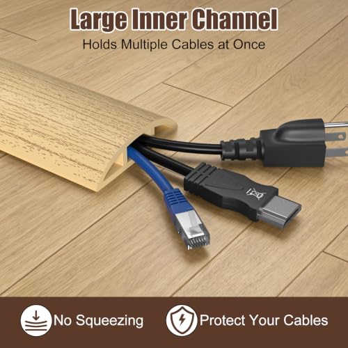 Image of Eapele Floor Cord Cover 10ft (2 Pack) Cord Covers for Wires on Floor, Heavy Duty Extension Cord Cover, Rubber Floor Cable Cover, Prevent Trip Hazard for Sidewalk Home Office Outdoor or Indoor Settings