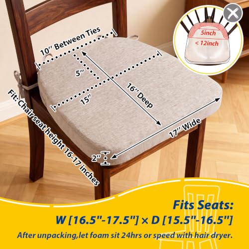 Image of AAAAAcessories Chair Cushions for Dining Chairs, 17 x 16 x 2 in, Set of 8