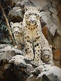Diamond Art Painting Kits,Diamond Art Kit Paint for Adults Beginner Full Drill Diamond Art Paintings Crystal Rhinestone Picture Arts Craft for Home Wall Decor 40X50 Snow Leopard 1