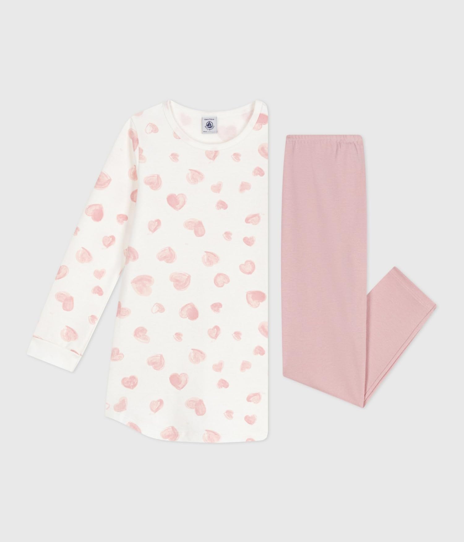 Image secondaire de Chemise de Nuit et Legging Enfant en Molleton Cœurs - Petit Bateau
