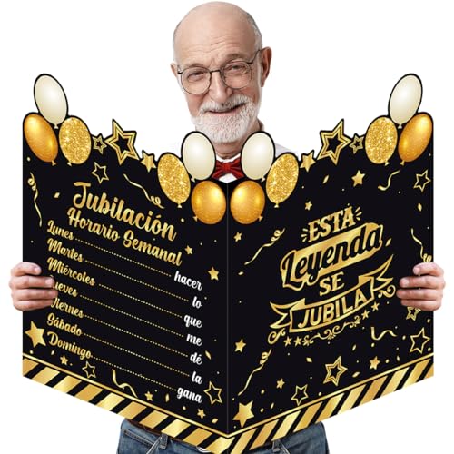 XXL Tarjeta Felicitacion Jubilacion Español Grande (A2), Regalos Originales Para Jubilacion, Tarjeta Despedida Trabajo, Grande Tarjeta Despedida Compañero Trabajo, Regalo Feliz Jubilacion