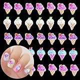 1 Box Kawaii Nail Charms Cartoon Ice Cream Nail Rhinestones 3D Flat Back Stones Summer Nail Gems Strawberry Head Ice Cream Rhinestones for Nails Mini Glass Gems Jewelry for Crafts Nail Accessories