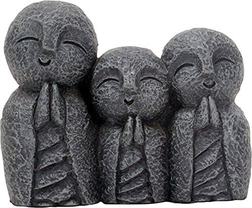 SUMMIT COLLECTION Eastern Enlightenment Jizo Monks Smiling and Praying Statue, 3 Inch Dark Grey Desk and Shelf Decoration image 2