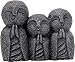 Eastern Enlightenment Jizo Monks Smiling and Praying Statue, 3 Inch Dark Grey Desk and Shelf Decoration