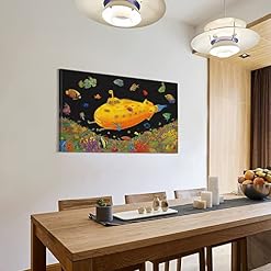 JABURU Poster décoratif sur toile avec paroles des Beatles Yellow Submarin, 50 x 75 cm - Les Beatles, Paul McCartney, John Lennon, RIngo Starr, George Harrison JABURU Poster décoratif sur toile avec paroles des Beatles Yellow Submarin, 50 x 75 cm – Image 3