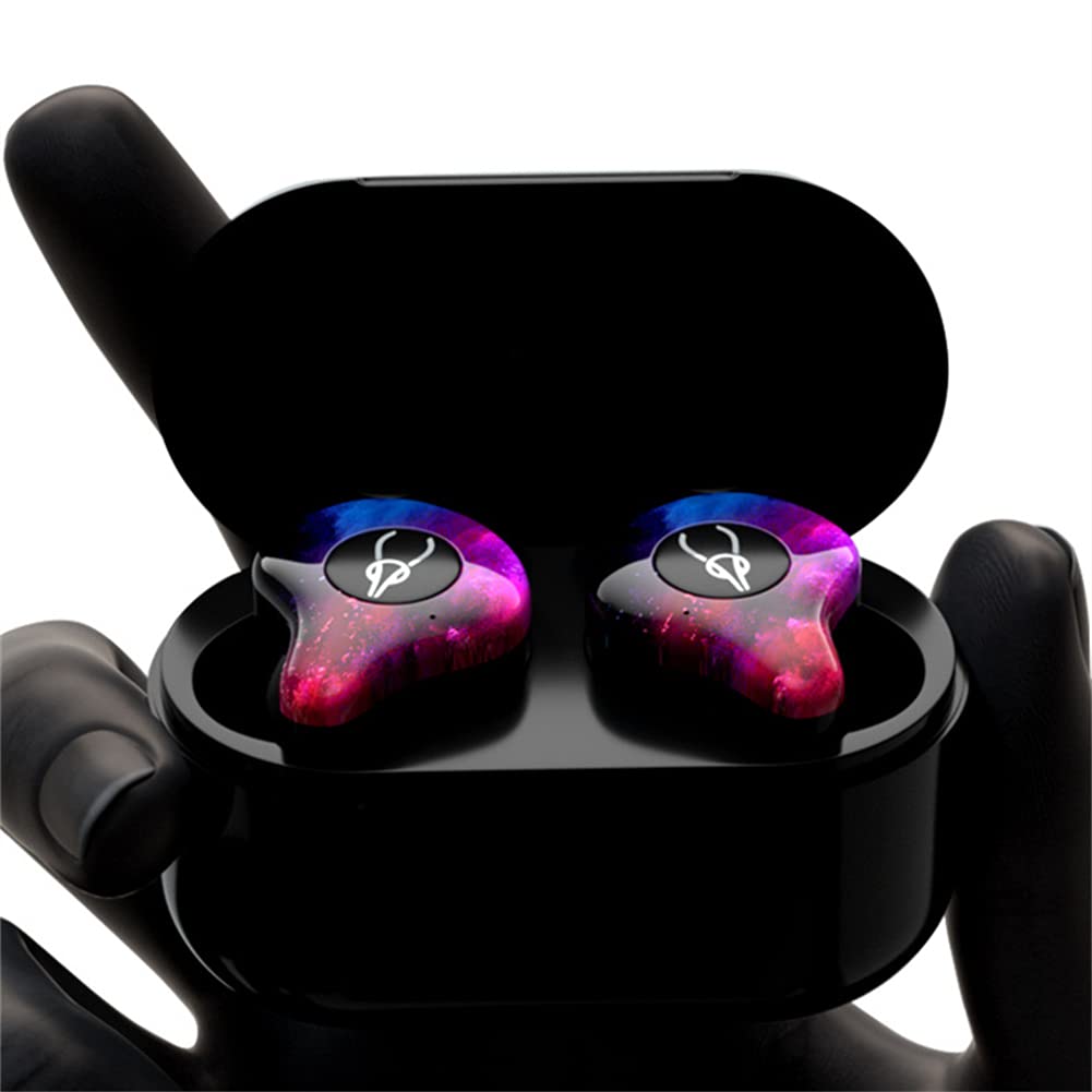 True Auricolari Wireless, 5.0 Bluetooth Auricolare Auricolare Hear Sereno Stereo Mic Integrata, Cuffie Wireless con Riduzione del Rumore, per L'allenamento in Palestra,B