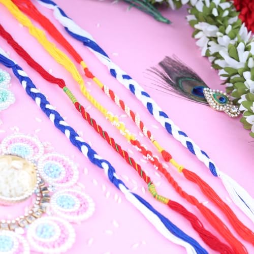 Image of Traditional Handmade Rakhi For Brothers | Designer Pearl, & Beaded Wrist Bands For Bhai| Thread Rakhi For Siblings | Elegant Handcrafted Bracelet For Raksha Bandhan