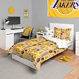 FOCO Los Angeles Lakers NBA Team Color Bed in a Bag Comforter Bedding 5 Piece Twin Set