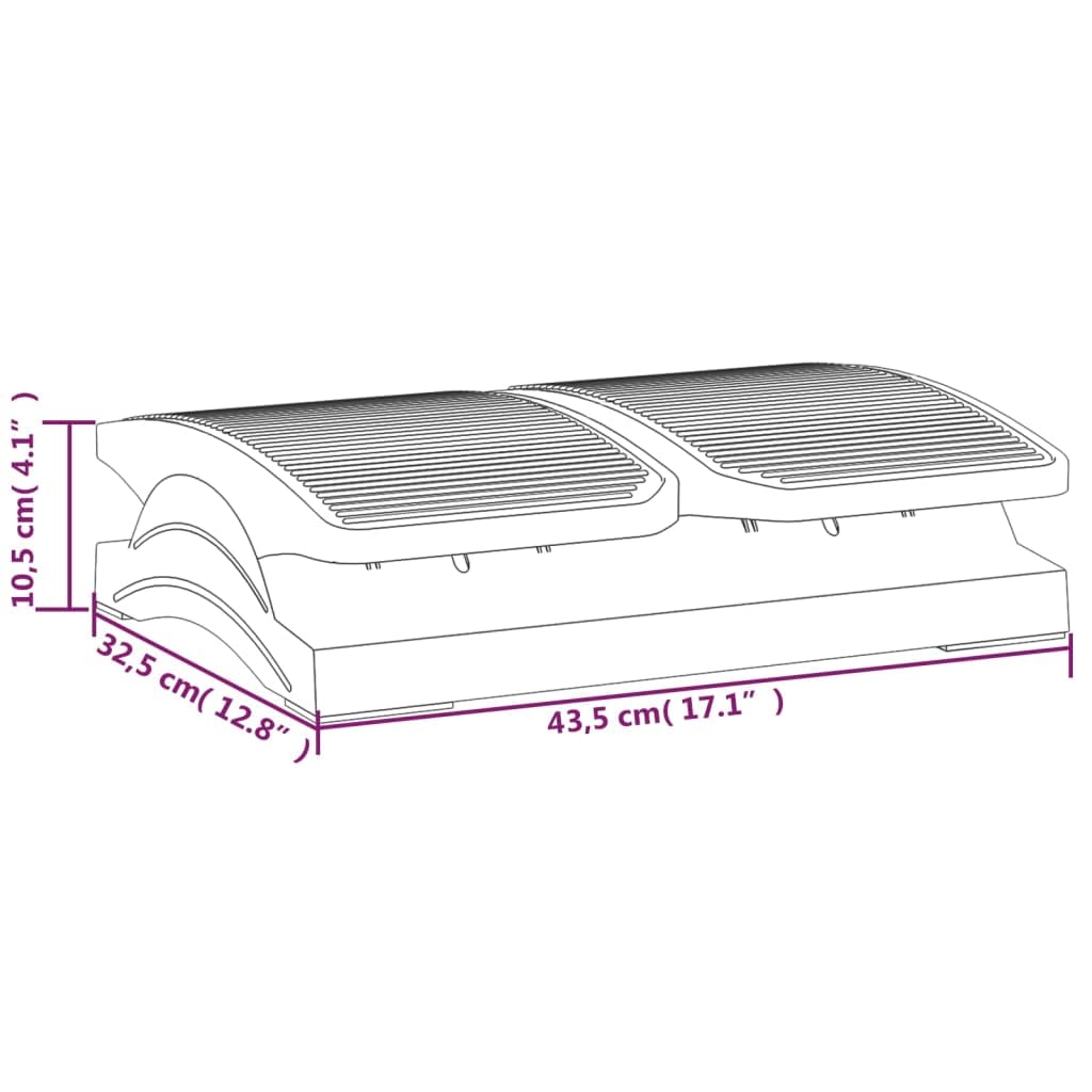 Reposapiés negro 43,5 x 32,5 x 10,5 cm, altura regulable, ergonómico, antideslizante, para oficina y hogar, cómodo taburete, acolchado, espacio de almacenamiento, material HIPS duradero
