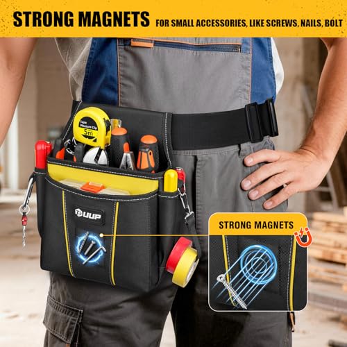 Image of UUP Tool Belt for Men, 10 Pockets Magnetic Tool Pouch Heavy Duty Toolbelt