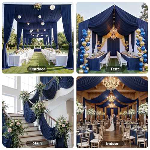 2 Paneles de Cortinas Azules Navy 5ft x 20ft para Eventos miniatura 4
