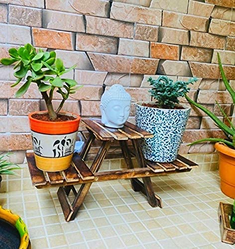 WoodRon® Brand - Multipurpose 3-Tier Foldable Stand for Display Flower Pot, Vases & Showpieces | Wooden Planter Stand for Indoor & Outdoor Use. (B0BFRMM672) Amazon Price History, Amazon Price Tracker