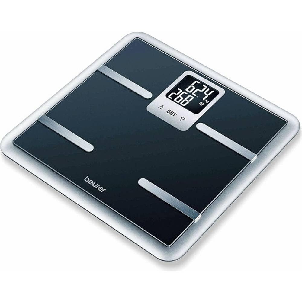 Beurer BG 40 digitale Körperanalysewaage aus Sicherheitsglas, Körperfettmessung und Kalorienanzeige