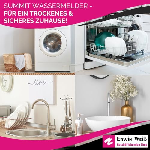 Summit Digital 3er Set GS153 Wassermelder mit Batterie 60x60x24,2 mm | Wassersensor mit 85dB Alarm | Wasseralarm Melder für Keller, Küche & Bad | batteriebetrieben, bis zu 10 Jahre Laufzeit