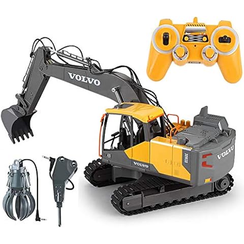 MSHK 3 in 1Top RC Excavator Race Full Functional Backhoe Loader, Battery Powered RC Electric Remote Control Toy Excavator Cover